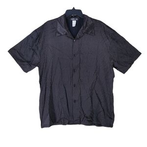 Vtg YMLA Shirt Men L Black White Polka Dot Disco Hipster Mafia Clubwear Retro SS